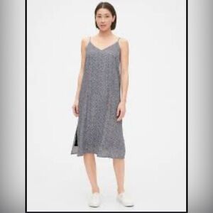 GAP Navy and White Spotted Midi Slip Dress